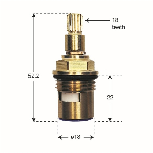 52mm Quarter Turn Tap Valves with 18 'Split' Spline